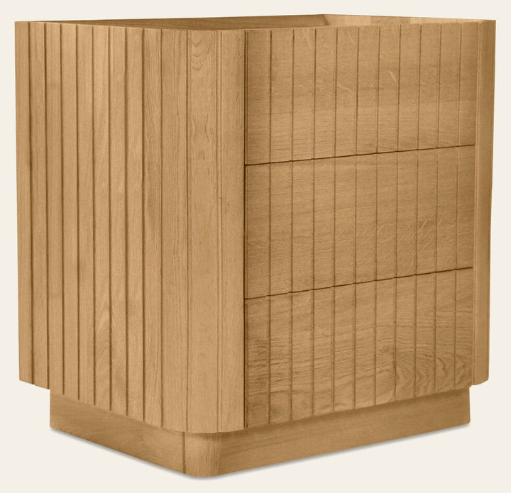 Povera 3 Drawer Nightstand in Oak - oak nightstand by Moe's - Whats New Furniture Portland OR