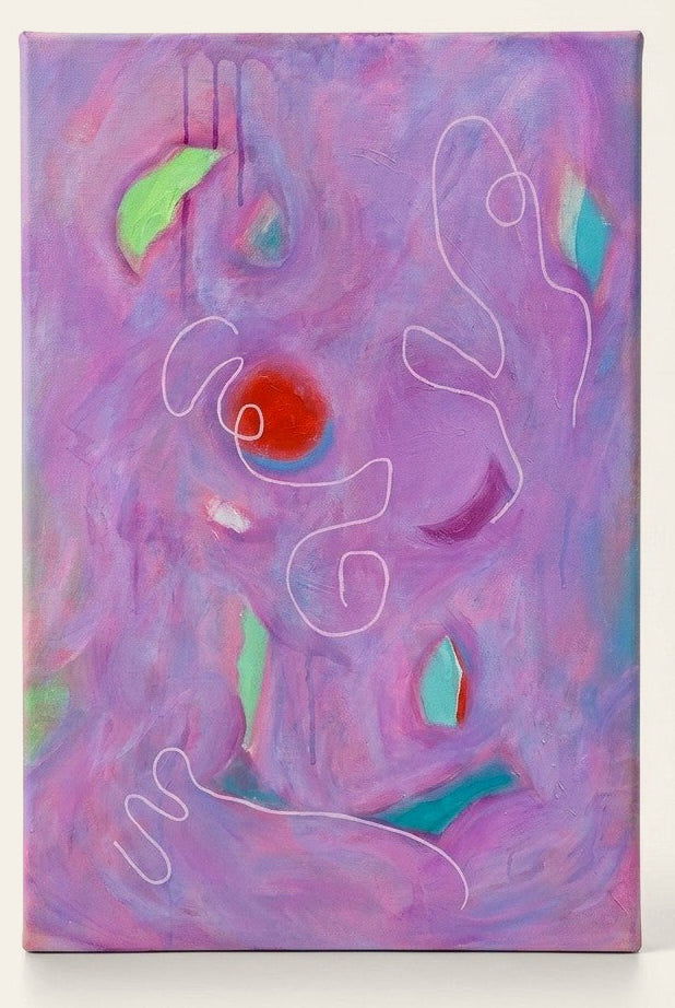 “The Pink Lady” Hand Painted - Acrylic - consignment furniture Portland - Whats New Furniture Portland OR