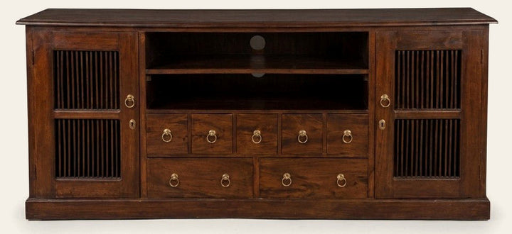Low Dark Wood Credenza - consignment furniture Portland - Whats New Furniture Portland OR