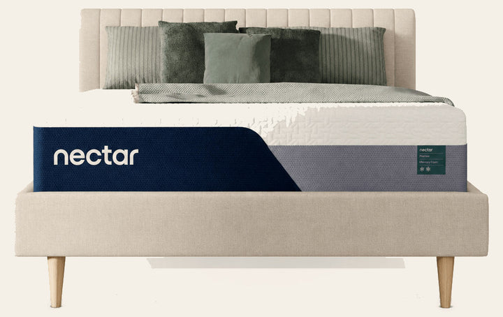 The Nectar Premier Mattress on upholstered bed - studio - What's New Furniture Portland, Oregon