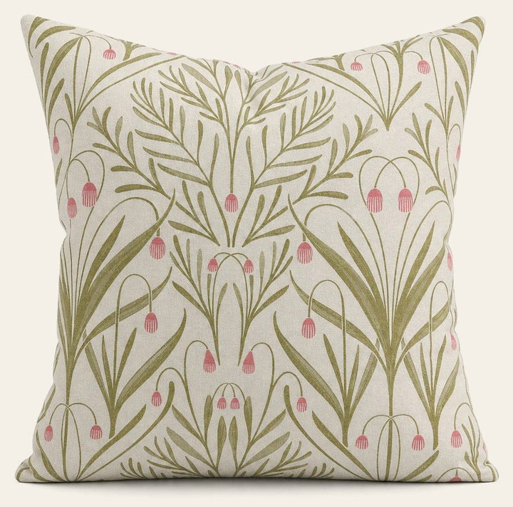 Tendril Basil green botanical throw pillow front view by Decor Fifty-Five - Whats New Furniture Portland OR