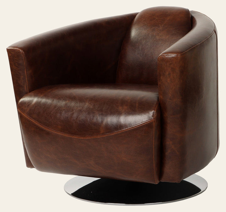 Lannister Swivel Club Chair in Brown - accent chair by LH Imports - Whats New Furniture Portland OR