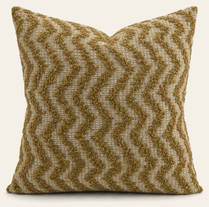 Upland Meadow olive boucle throw pillow front view by Decor Fifty-Five - Whats New Furniture Portland OR