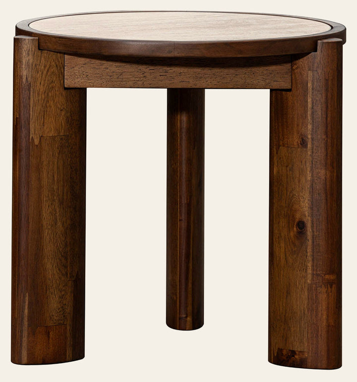 Remix Round Side Table in Travertine - side table by LH Imports - Whats New Furniture Portland OR