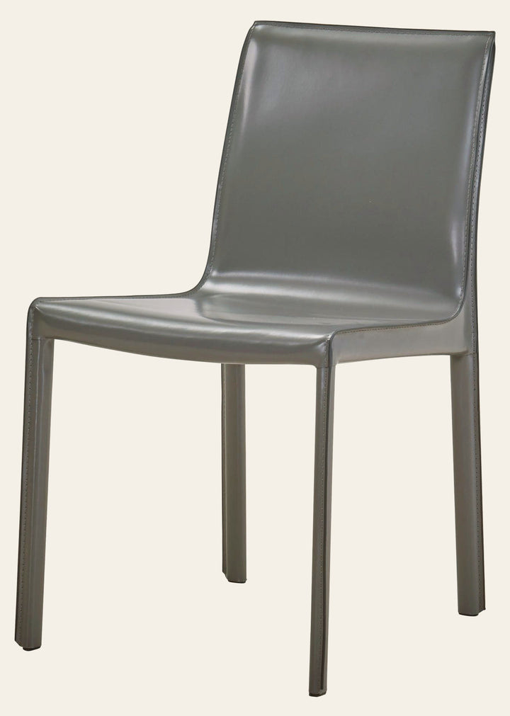 Gervin Chair Anthracite recycled leather dining chair - front angle view - Whats New Furniture Portland OR