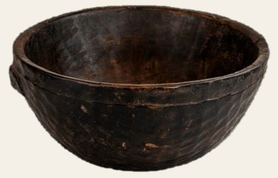 Vintage hand-carved wood milking bowl - one of a kind - Made In Africa - Whats New Furniture Portland OR
