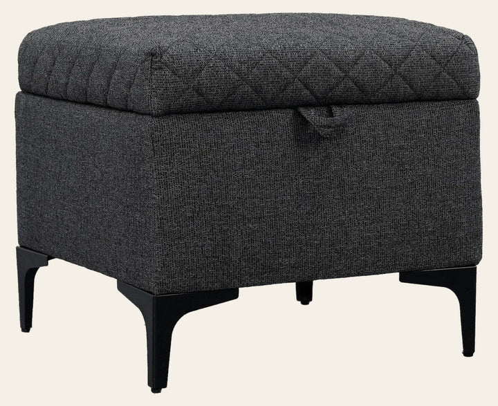 Reece Storage Ottoman in Charcoal Grey - Whats New Furniture Portland