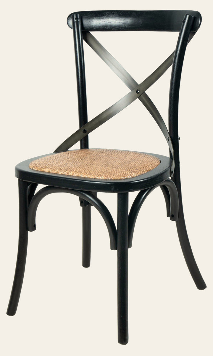 Cross Back Chair with Rattan Seat in Black - dining chair by LH Imports - Whats New Furniture Portland OR