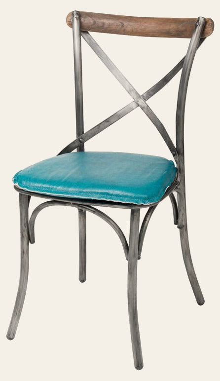 Metal Crossback Dining Chair in Peacock Blue - dining chair by LH Imports - Whats New Furniture Portland OR