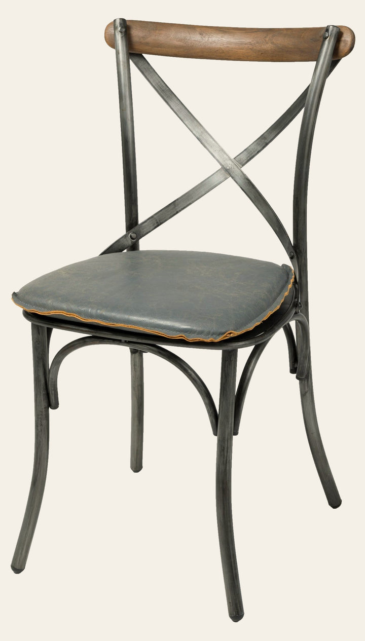 Metal Crossback Dining Chair in Grey - dining chair by LH Imports - Whats New Furniture Portland OR