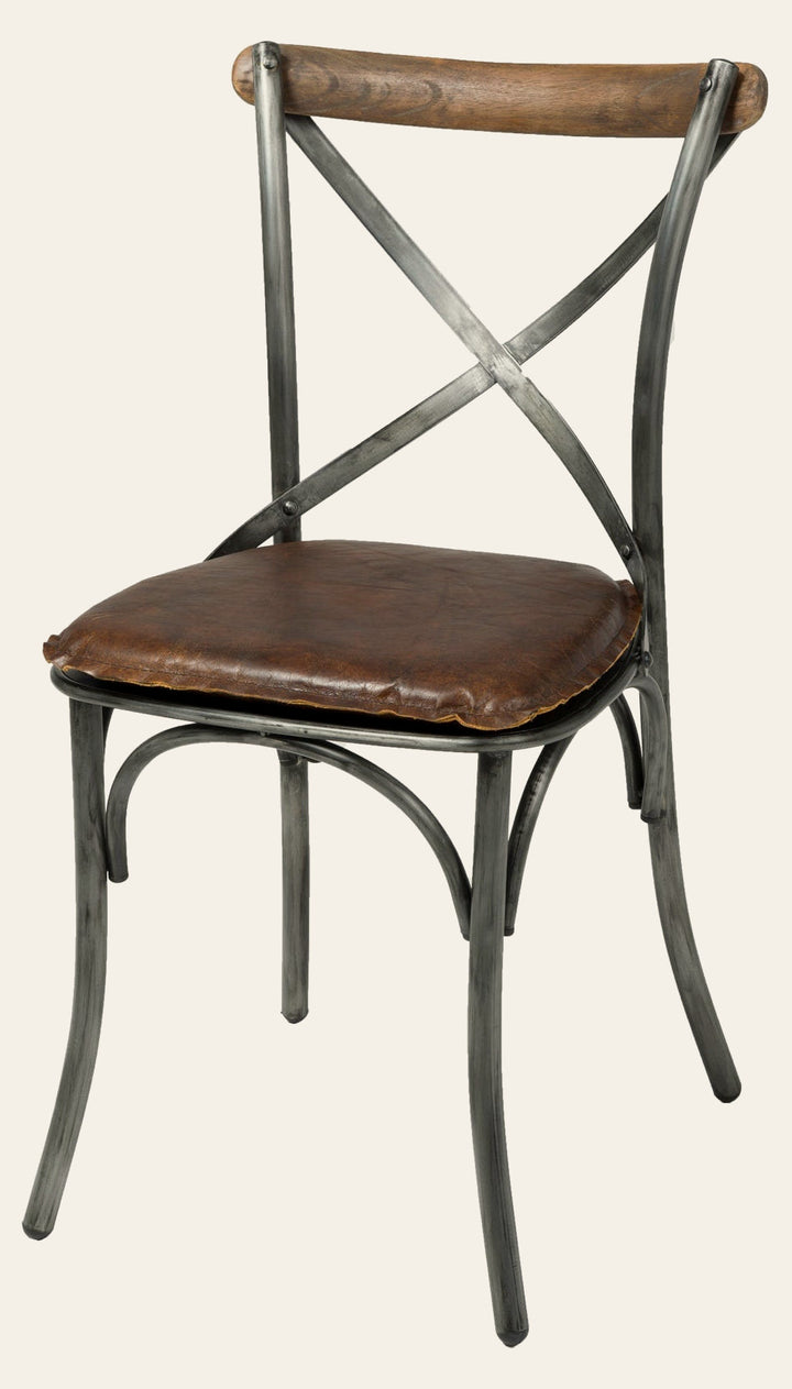Metal Crossback Dining Chair in Vintage Brown - dining chair by LH Imports - Whats New Furniture Portland OR