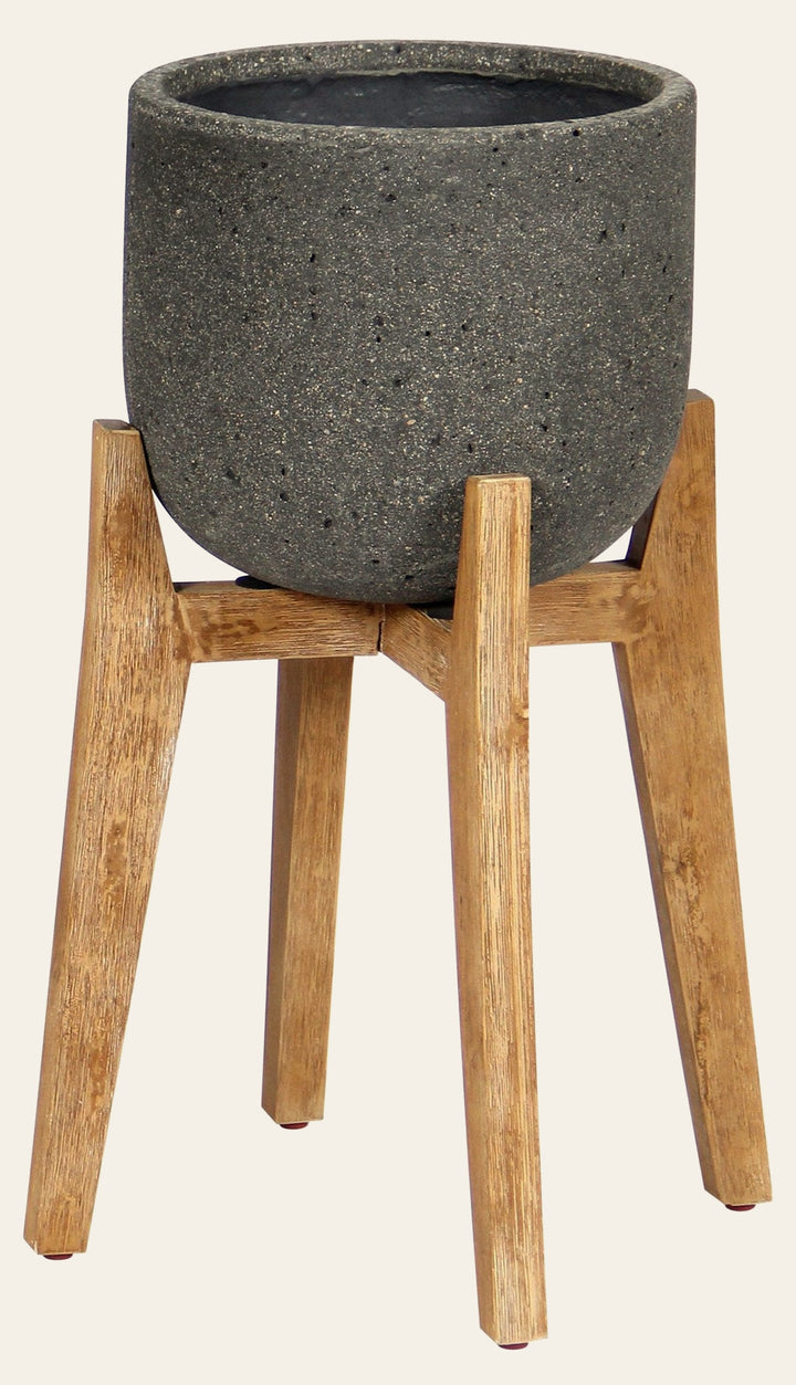 Patio Round Standing Planter Small in Grey Stone - home decor by LH Imports - Whats New Furniture Portland OR