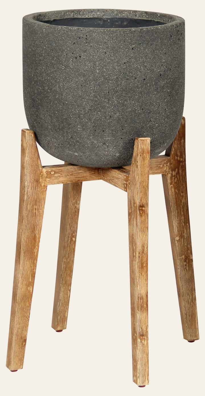 Patio Round Standing Planter Large in Grey Stone - home decor by LH Imports - Whats New Furniture Portland OR