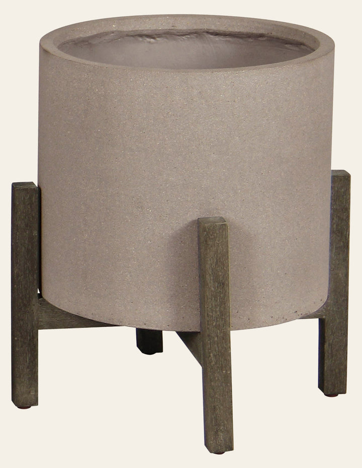Patio Round Standing Planter Small in Brown Stone - home decor by LH Imports - Whats New Furniture Portland OR