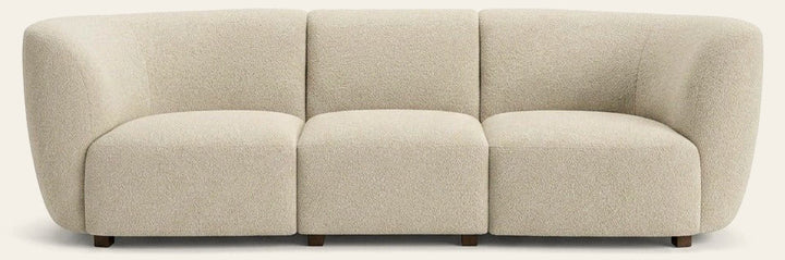 Hayden Modular Sectional fully assembled in Pasha Dune cream bouclé — curved build-your-own - What's New Furniture Portland