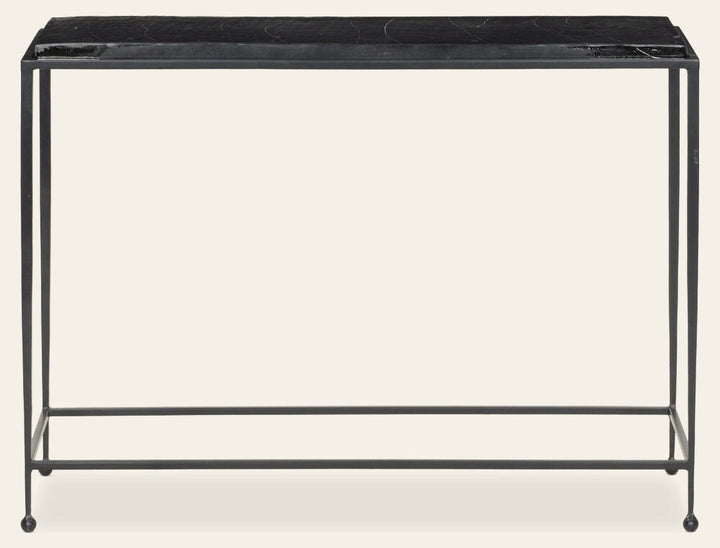 Dalston Cast Glass Console Table Smoked Black Cast Glass - Whats New Furniture Portland OR