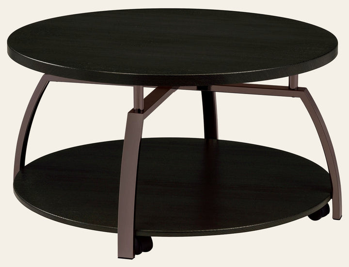 Dacre Round Engineered Wood Top Coffee Table Dark Charcoal - What's New Furniture Portland