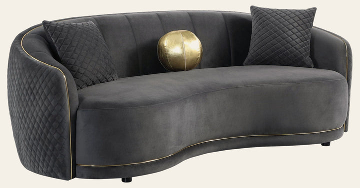 Brookside Velvet Upholstered Curved Sofa Dark Grey - What's New Furniture Portland