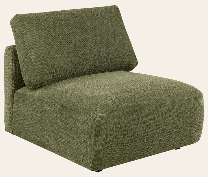 Elysia Fabric Upholstered Modular Armless Chair Green - What's New Furniture Portland