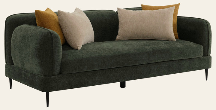 Jade Chenille Upholstered Modern Track Arm Sofa Green - What's New Furniture Portland