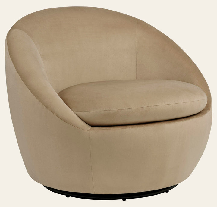 Myernick Velvet Upholstered Swivel Accent Chair Camel - What's New Furniture Portland