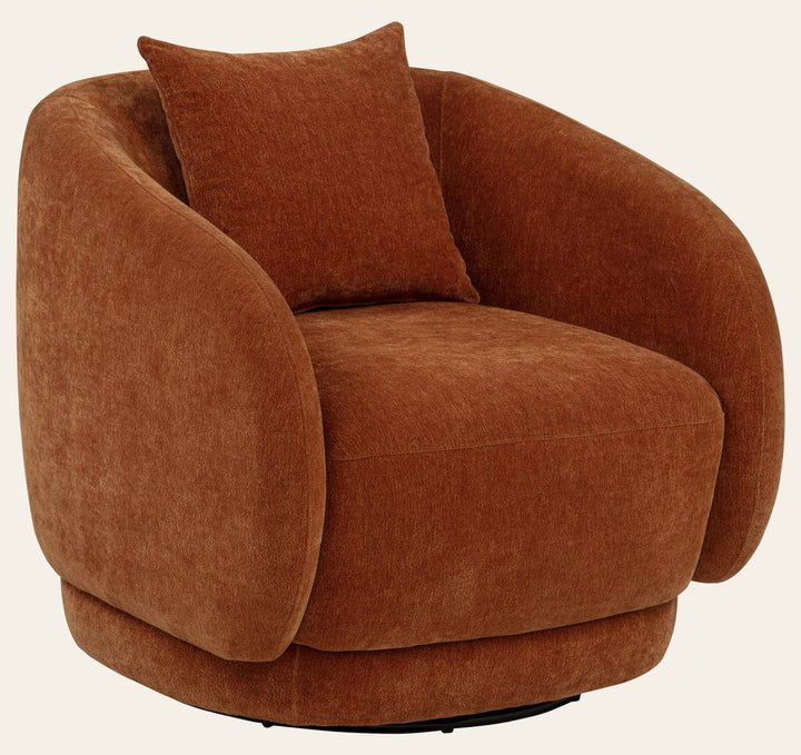 Arnaud Chenille Upholstered Swivel Accent Chair Burnt Orange - What's New Furniture Portland