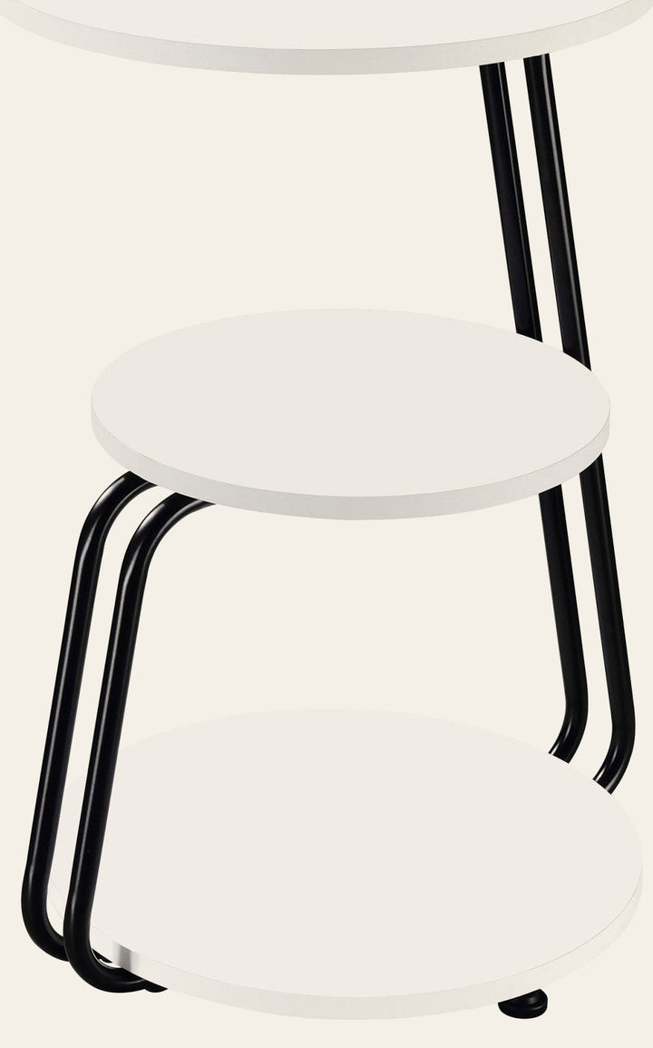 Hilly 3-tier Round Accent Side Table White and Black - What's New Furniture Portland