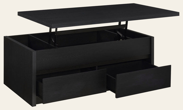 Knapp Lift Top Cocktail Coffee Table with Dual Drawers Black - What's New Furniture Portland