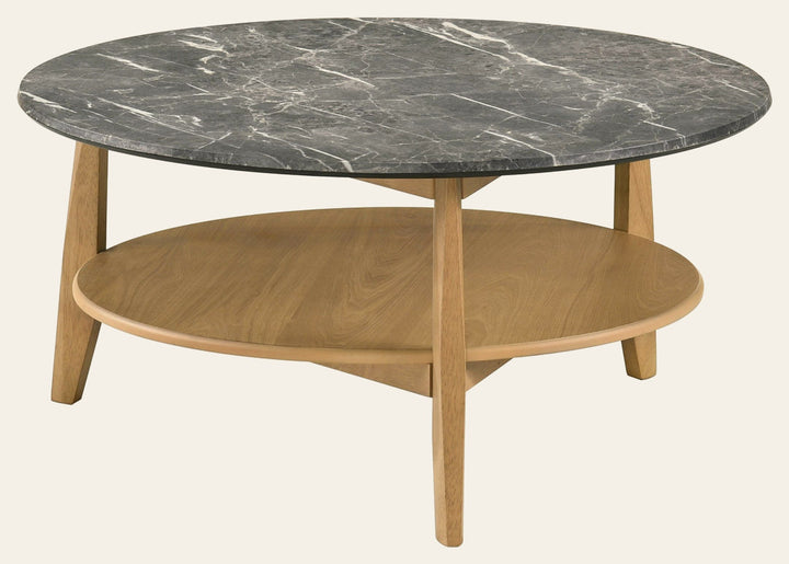 Bradley Round SmartTop Cocktail Coffee Table Grey and Natural - What's New Furniture Portland