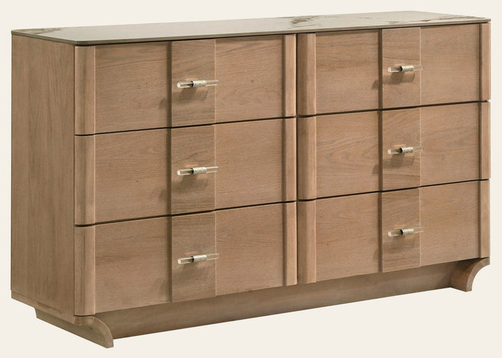 Leanne 6-drawer Sinter Stone Top Dresser Cabinet Light Oak - What's New Furniture Portland
