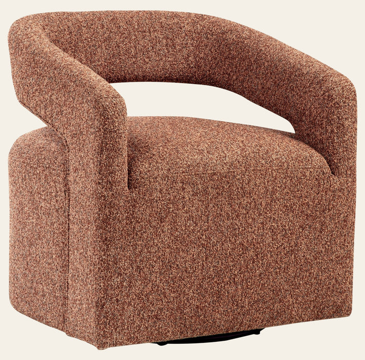 Westhill Boucle Upholstered Swivel Accent Chair Berry - What's New Furniture Portland