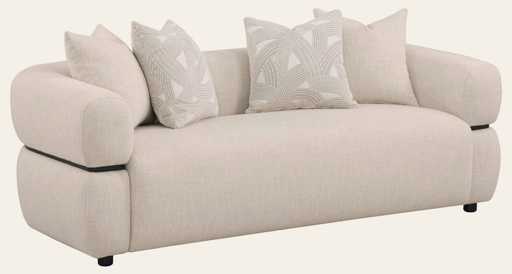 Jeanette 84-inch Fabric Upholstered Round Arm Sofa Beige - What's New Furniture Portland