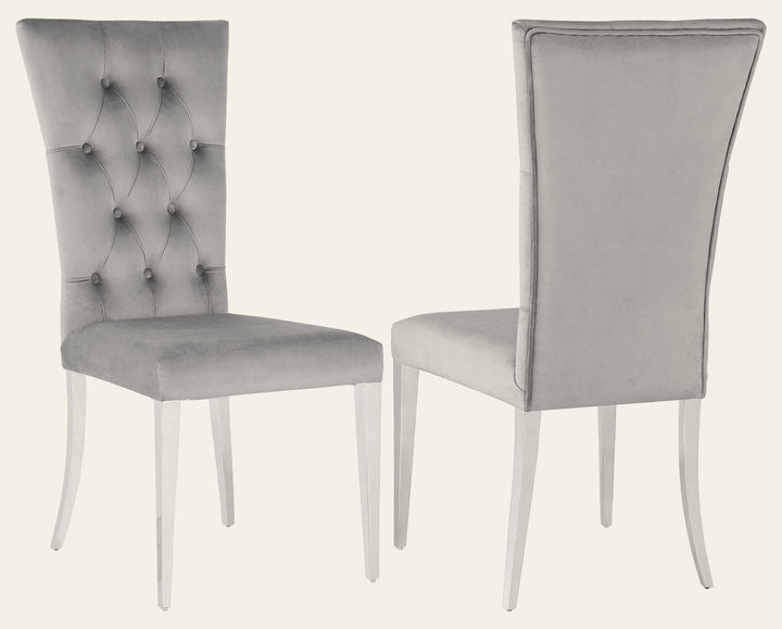 Kerwin Velvet Upholstered Dining Side Chair Grey - What's New Furniture Portland