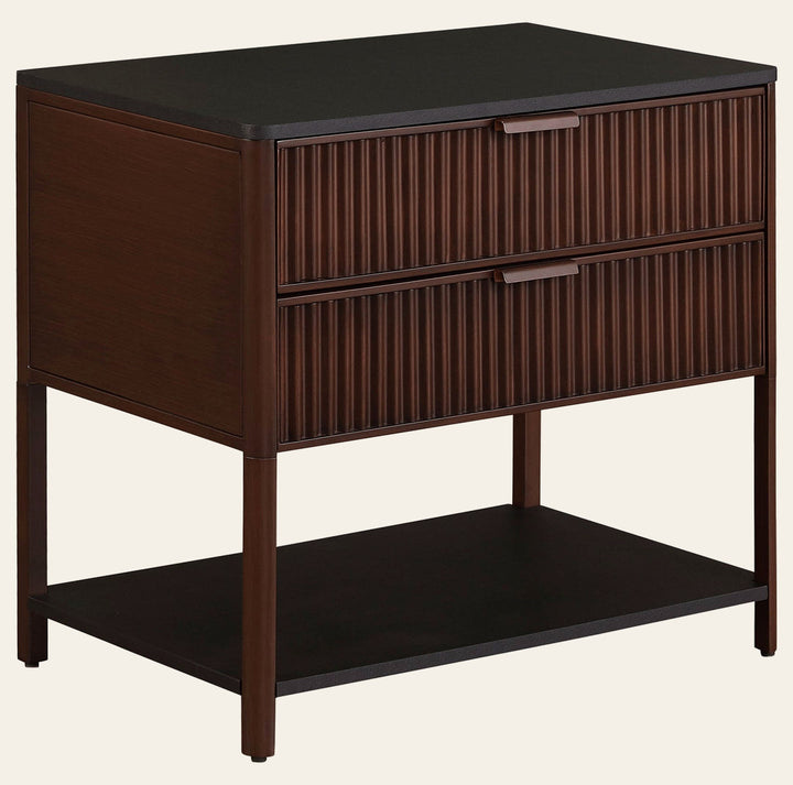 Zimmerlee 2-drawer Side Table with Shelf Rust Brown - What's New Furniture Portland