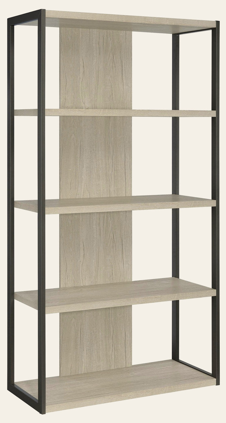 Loomis 72-inch 4-shelf Bookshelf Whitewashed Grey - What's New Furniture Portland