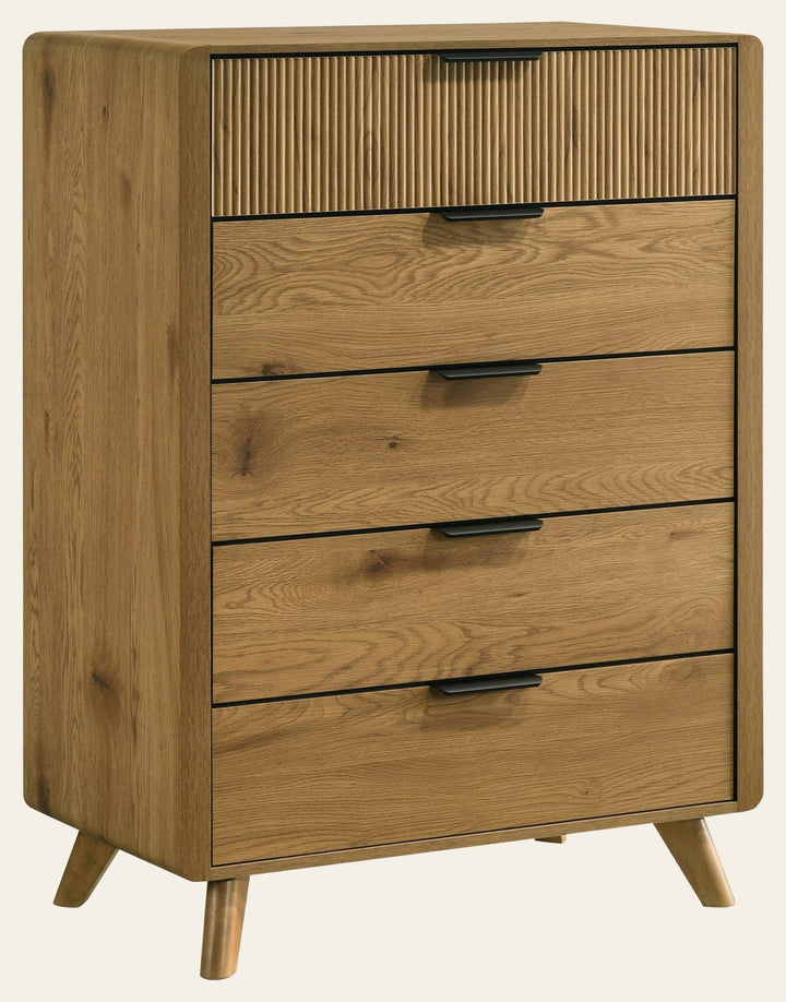 Bennett 5-drawer Bedroom Chest of Drawers Light Oak - What's New Furniture Portland
