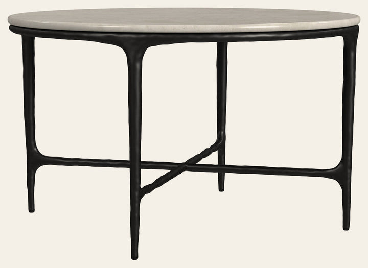 Hermas Round Genuine Marble Top Metal Coffee Table White - What's New Furniture Portland