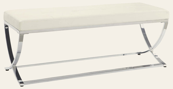Walton Leatherette Upholstered Tufted Accent Bench White - What's New Furniture Portland