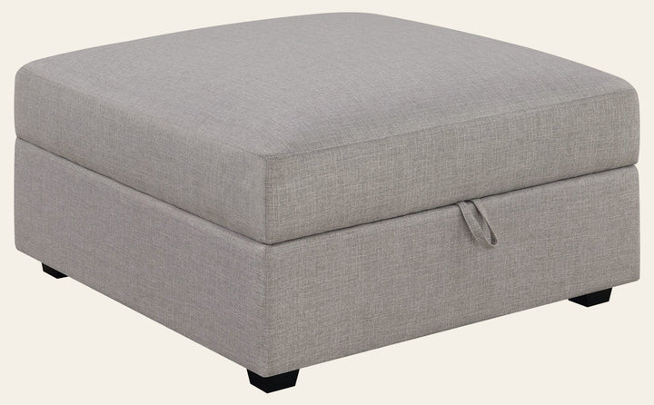Cambria Square Upholstered Storage Ottoman Grey - What's New Furniture Portland