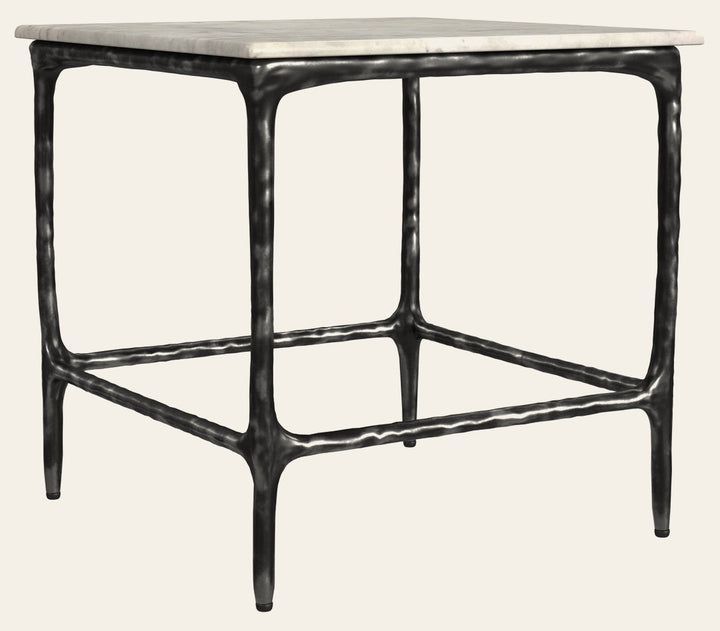 Ebby Square Genuine Marble Top Metal End Table White - What's New Furniture Portland