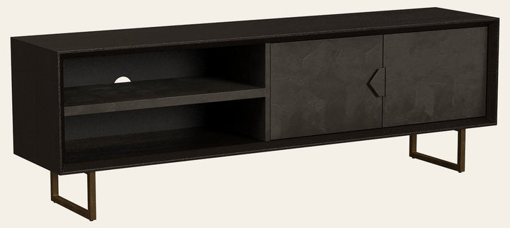 Marsden 2-door Mango Wood 70-inch TV Stand Charcoal Black - What's New Furniture Portland