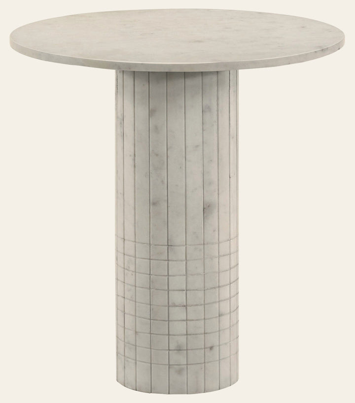 Astoria Round Genuine Marble Side End Table White - What's New Furniture Portland