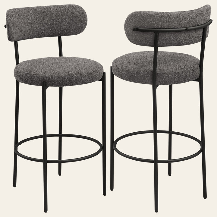 Viola Boucle Upholstered Bar Chair Grey - What's New Furniture Portland