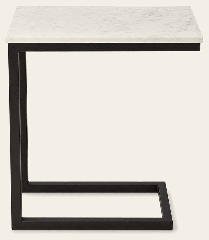 White modern accent table with clean lines and a compact rectangular top by West Elm - Whats New Furniture Portland OR