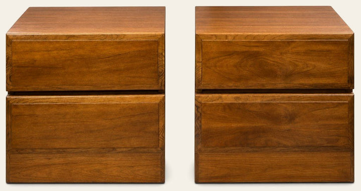 Medium walnut mid-century nightstand with clean rectilinear lines and natural wood grain - Whats New Furniture Portland OR