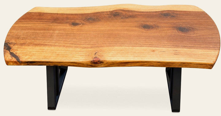 Redwood mid-century coffee table with clean low-slung lines and visible wood grain - Whats New Furniture Portland OR