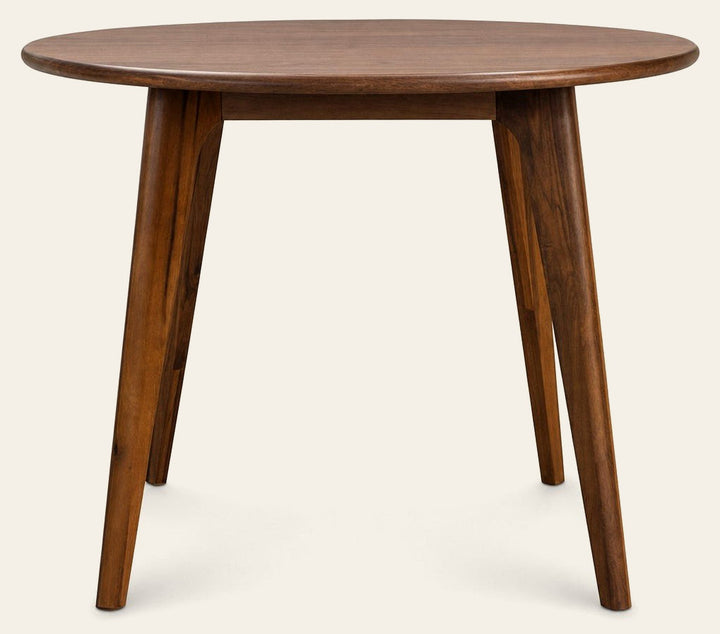 Walnut mid-century square dining table with clean lines and visible wood grain - Whats New Furniture Portland OR