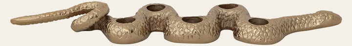 Gold cast aluminum snake taper candle holder front view - Creative Co-Op - Whats New Furniture Portland OR