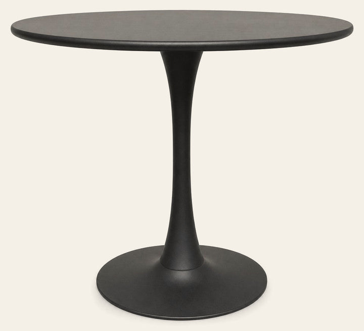 Black square mid-century dining table with clean architectural lines - Whats New Furniture Portland OR