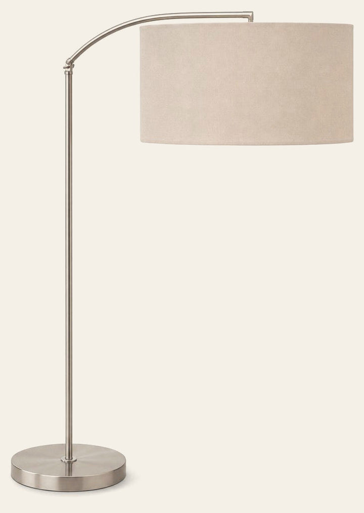 Silver mid-century floor lamp with a tall sculptural metal base - Whats New Furniture Portland OR